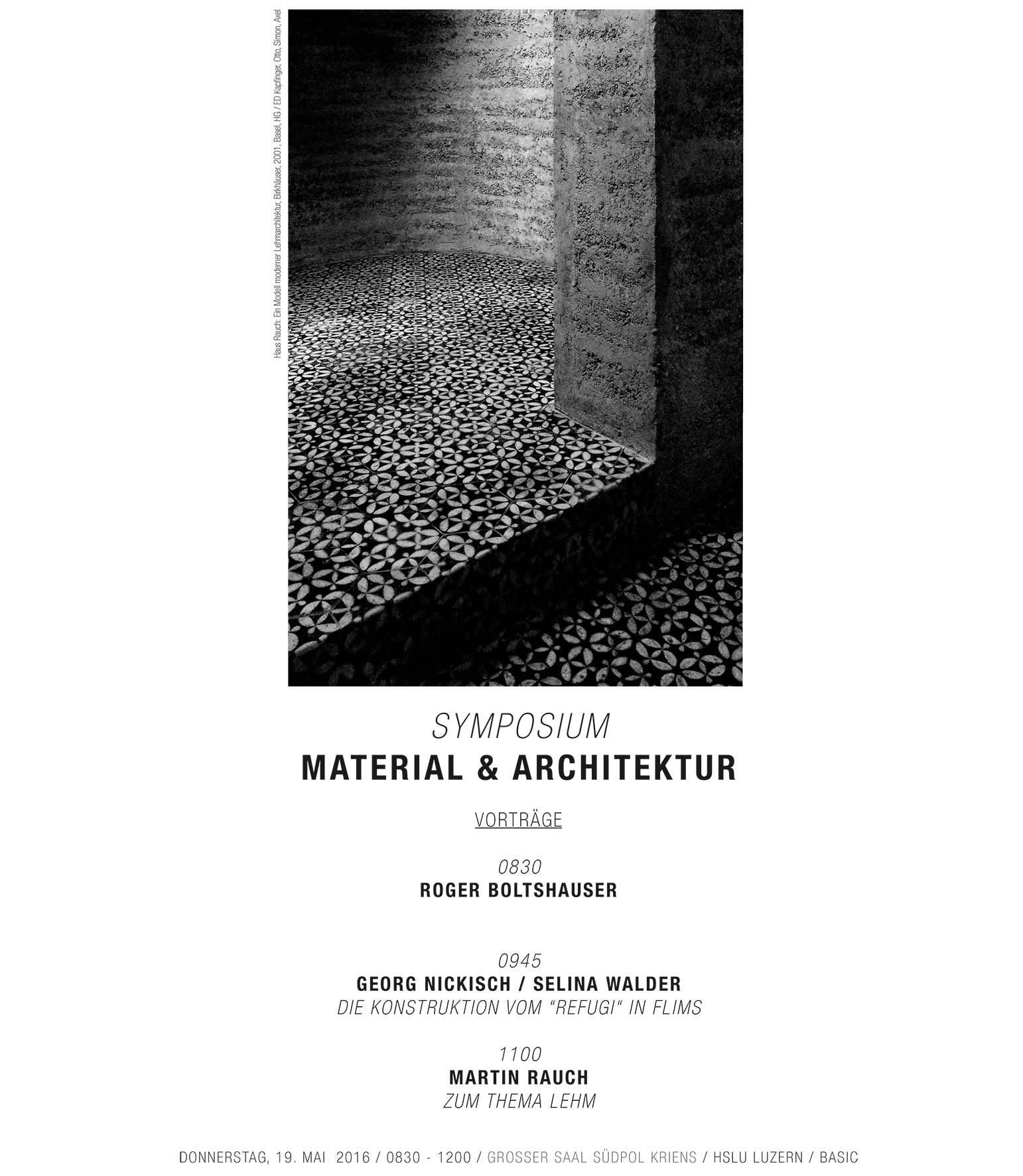 Boltshauser Architekten Vortrag Symposium Material & Architektur HSLU Luzern