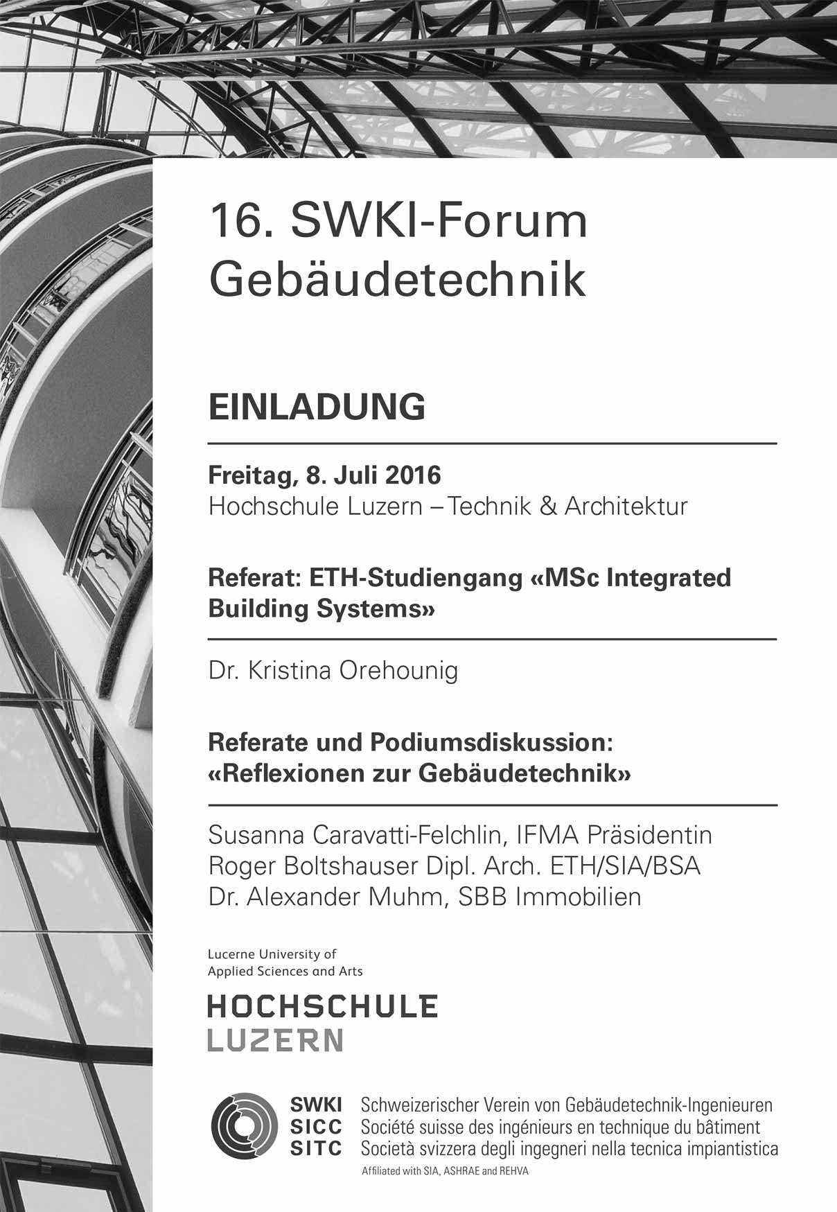 Boltshauser Architekten Vortrag SWKI Forum Gebäudetechnik HSLU Luzern