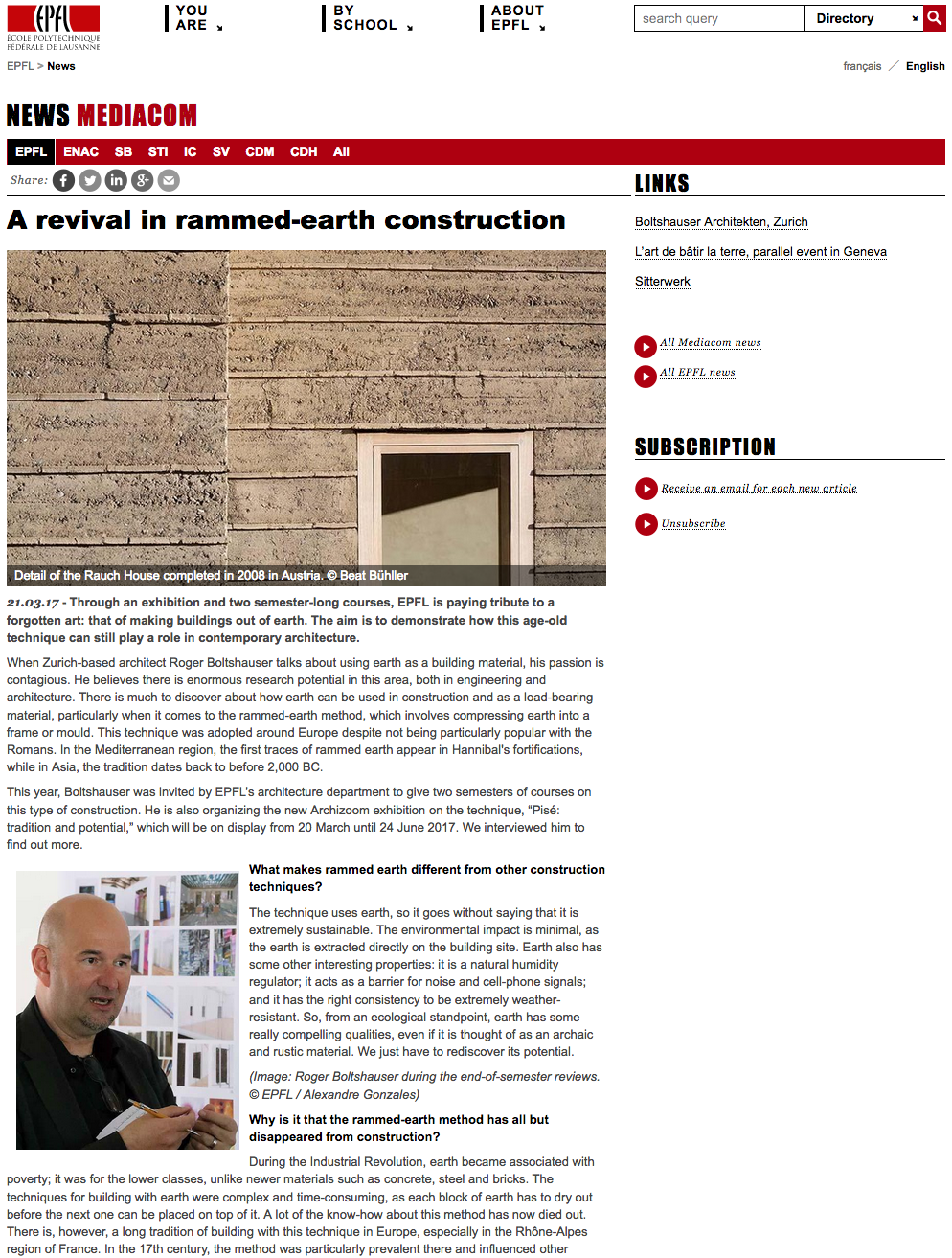 Boltshauser Architekten EPFL News Interview Roger