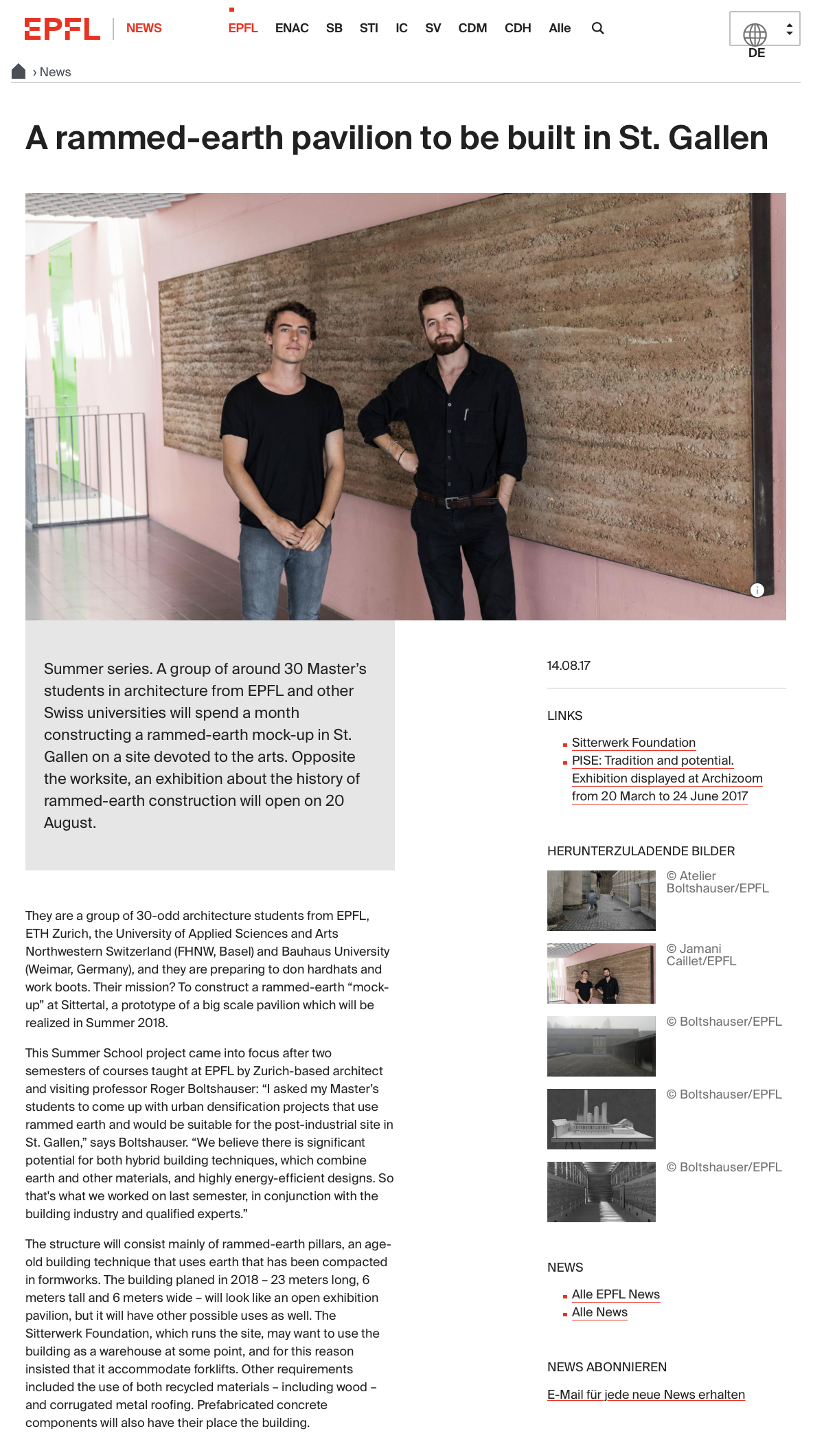 Boltshauser Architekten EPFL News Mock-up Sitterwerk St Gallen