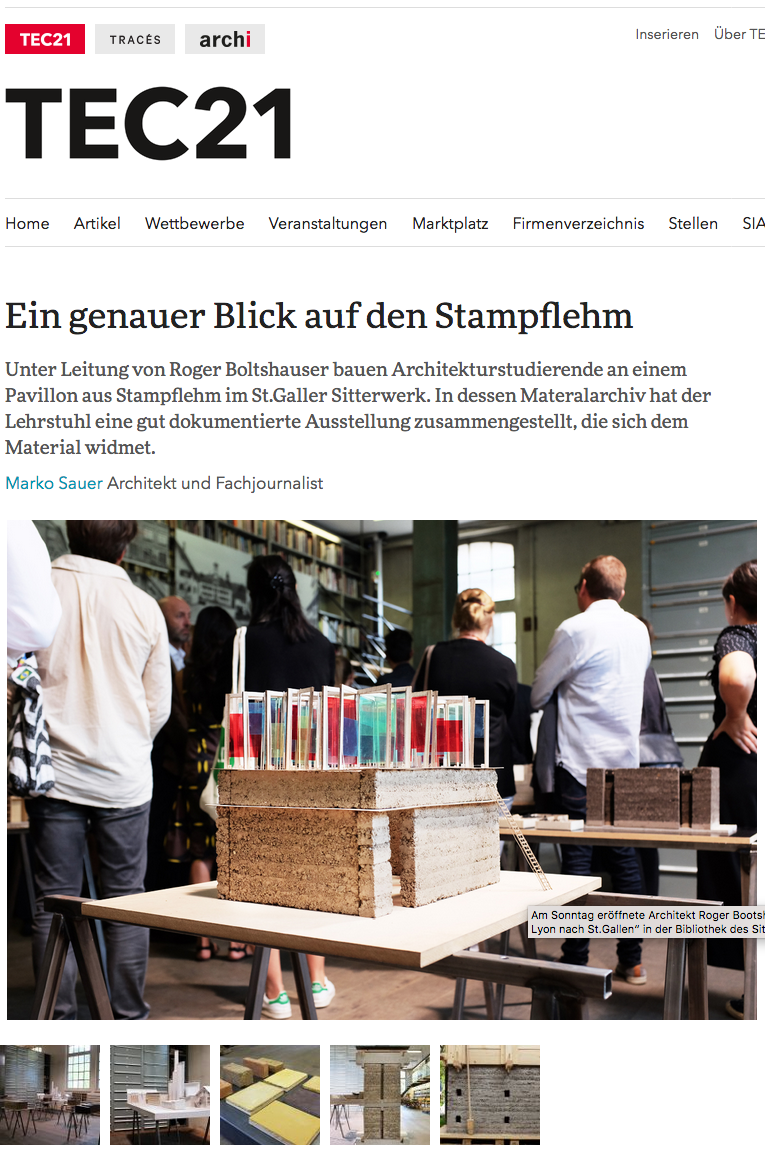 Boltshauser Architekten espazium Ausstellung Pisé Tradition und Potenzial Sitterwerk St Gallen