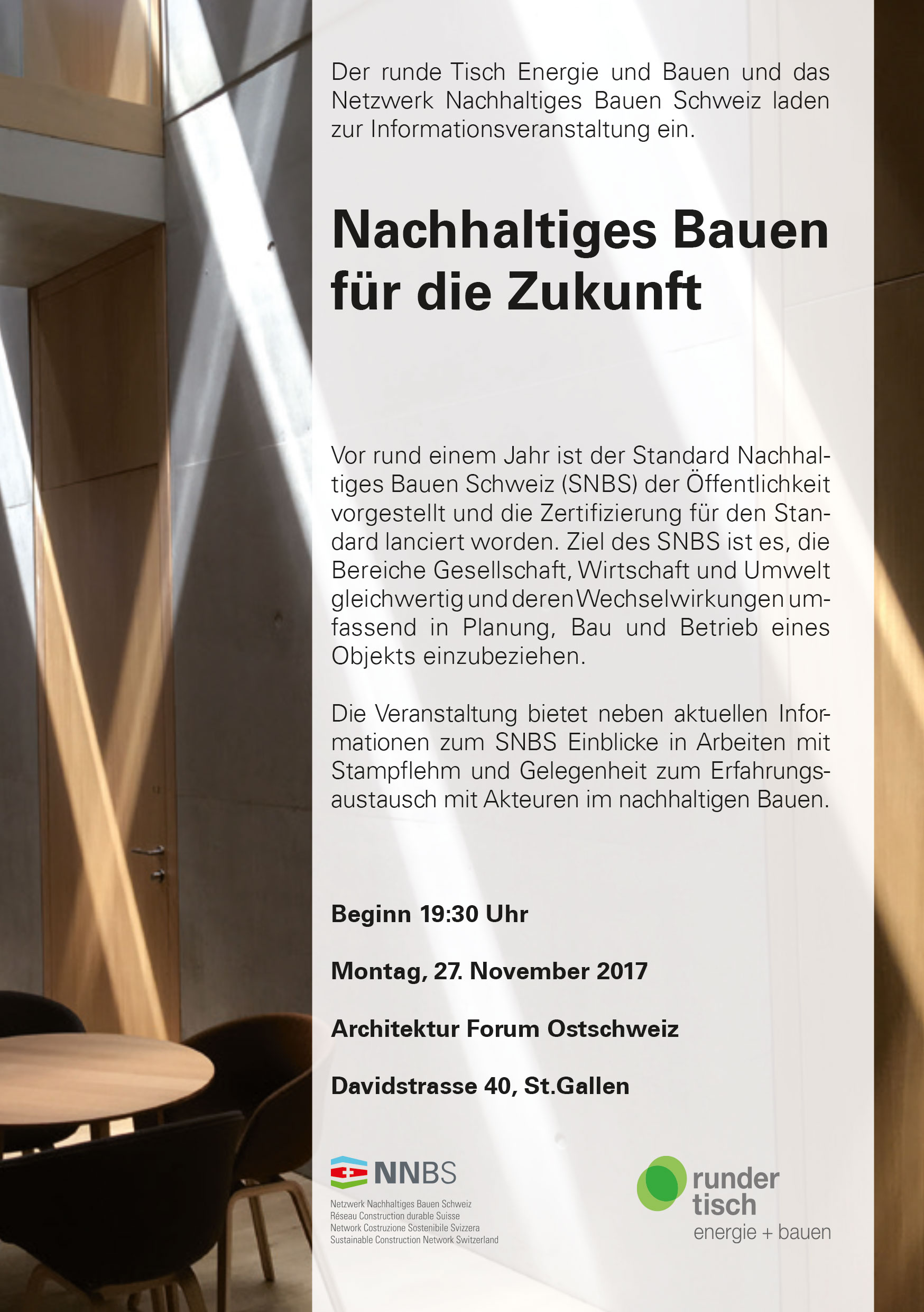 Boltshauser Architekten Vortrag Netzwerk Nachhaltiges Bauen Schweiz