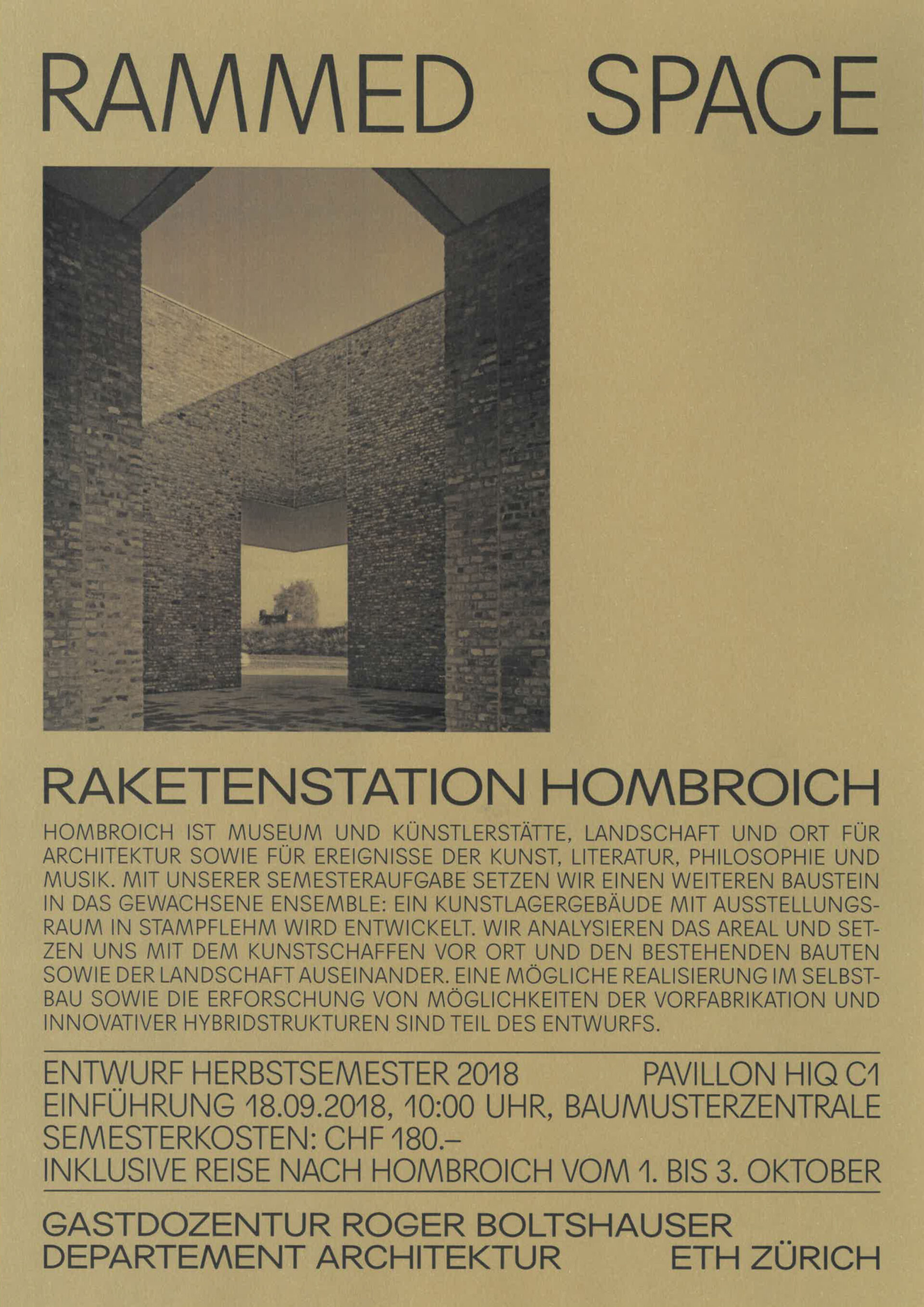 Boltshauser Architekten Semesterstart Herbstsemester 2018 Studio Boltshauser ETH Zürich