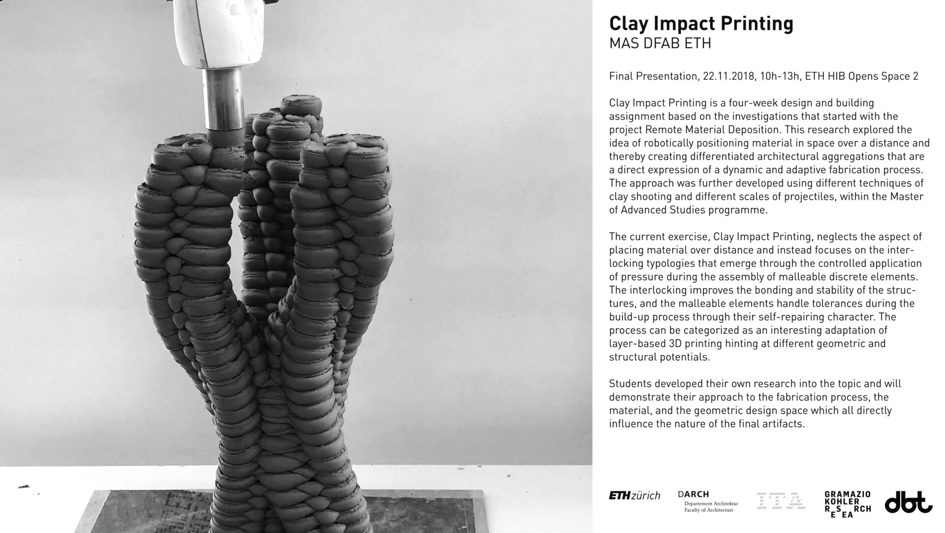 Boltshauser Architekten Gastkritik von Roger Boltshauser Schlusskritik Clay Impact Printing ETH Zürich