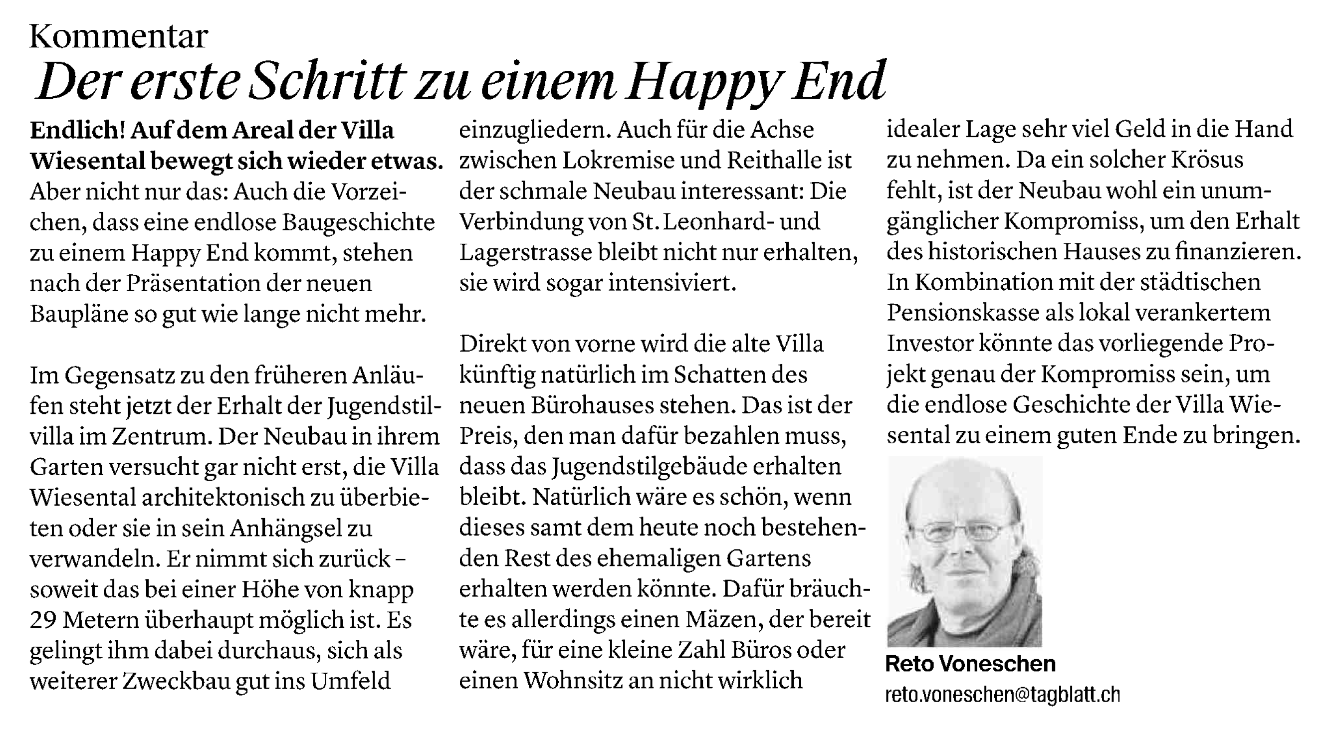 Boltshauser Architekten St Galler Tagblatt Areal Wiesental Kommentar