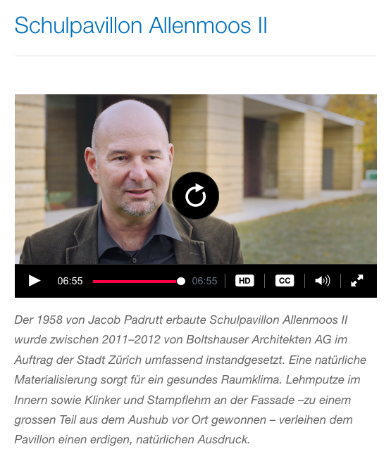 Boltshauser Architekten Videoportrait Stadt Zürich Schulpavillon Allenmoos II