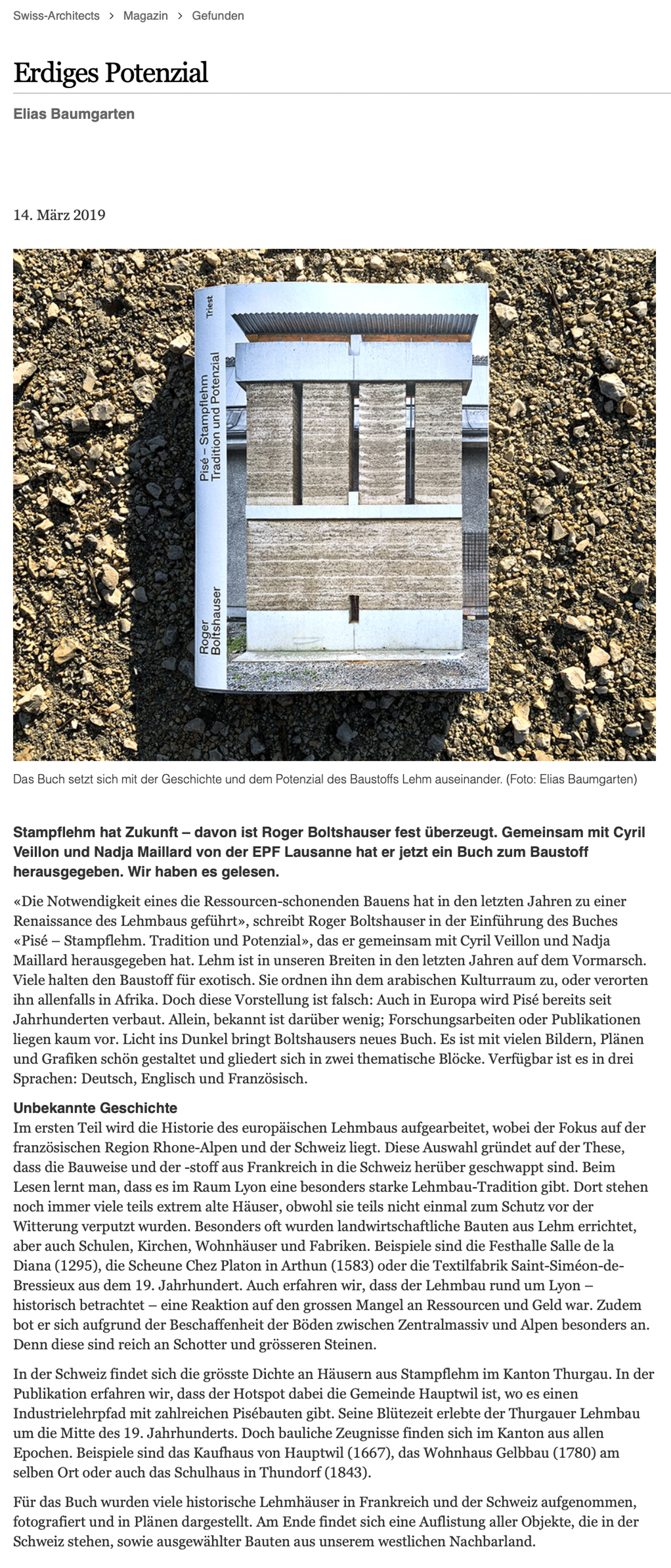 Boltshauser Architekten swiss-architects Pise Publikation