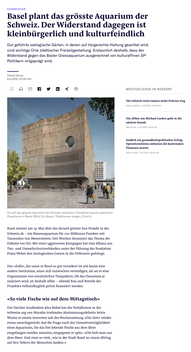 Boltshauser Architekten NZZ Ozeanium Zoo Basel