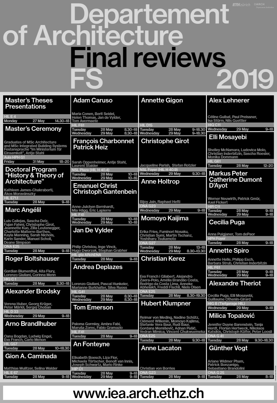 Boltshauser Architekten Schlusskritik Studio Boltshauser ETH Zuerich FS19