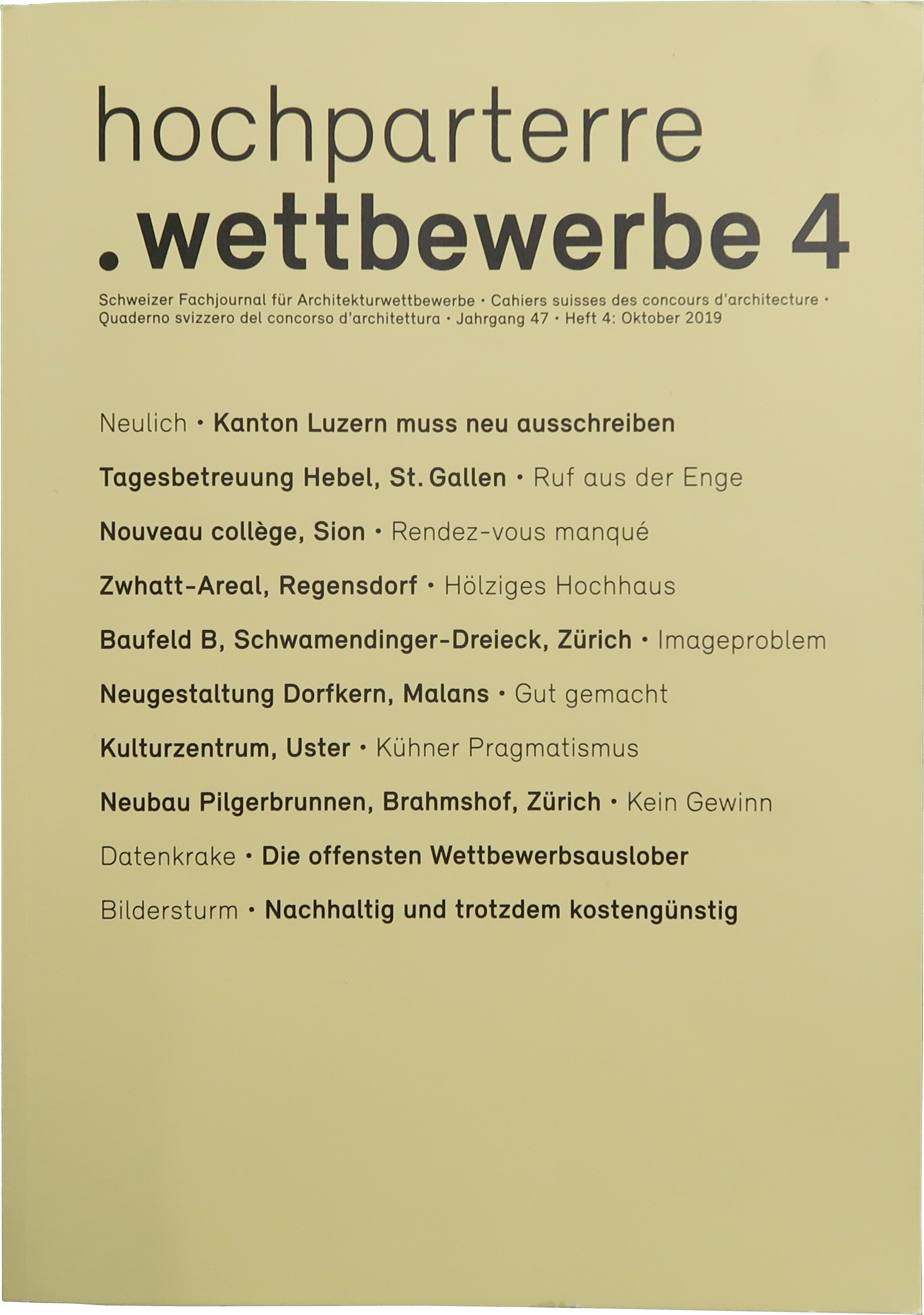 Boltshauser Architekten Hochparterre Wettbewerbe Zwhatt