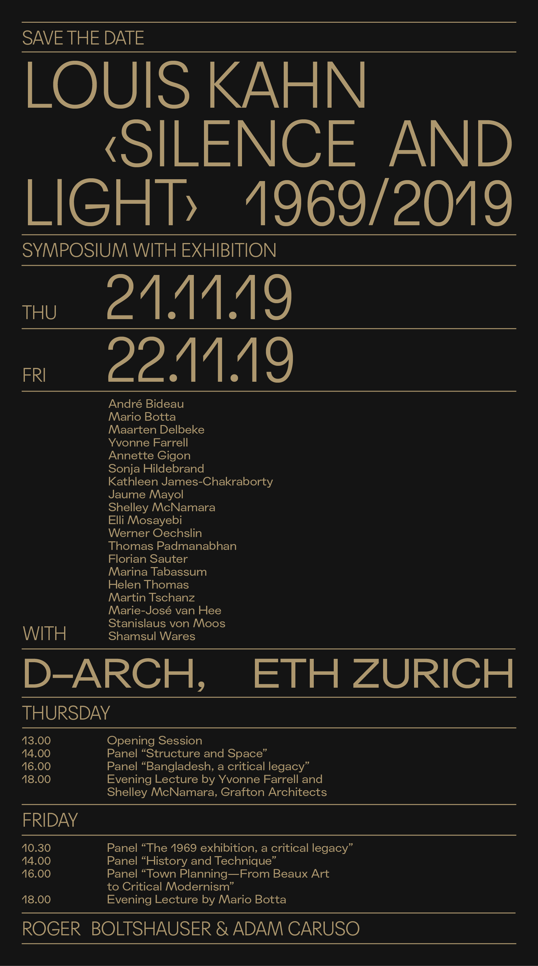 Boltshauser Architekten Symposium with exhibition Louis Kahn 1969-2019