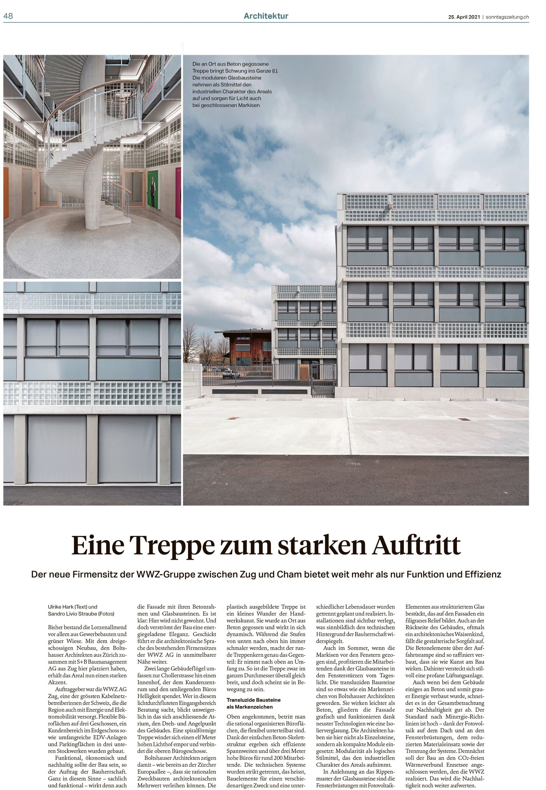 boltshauser Architekten SonntagsZeitung Chollerstrasse Zug