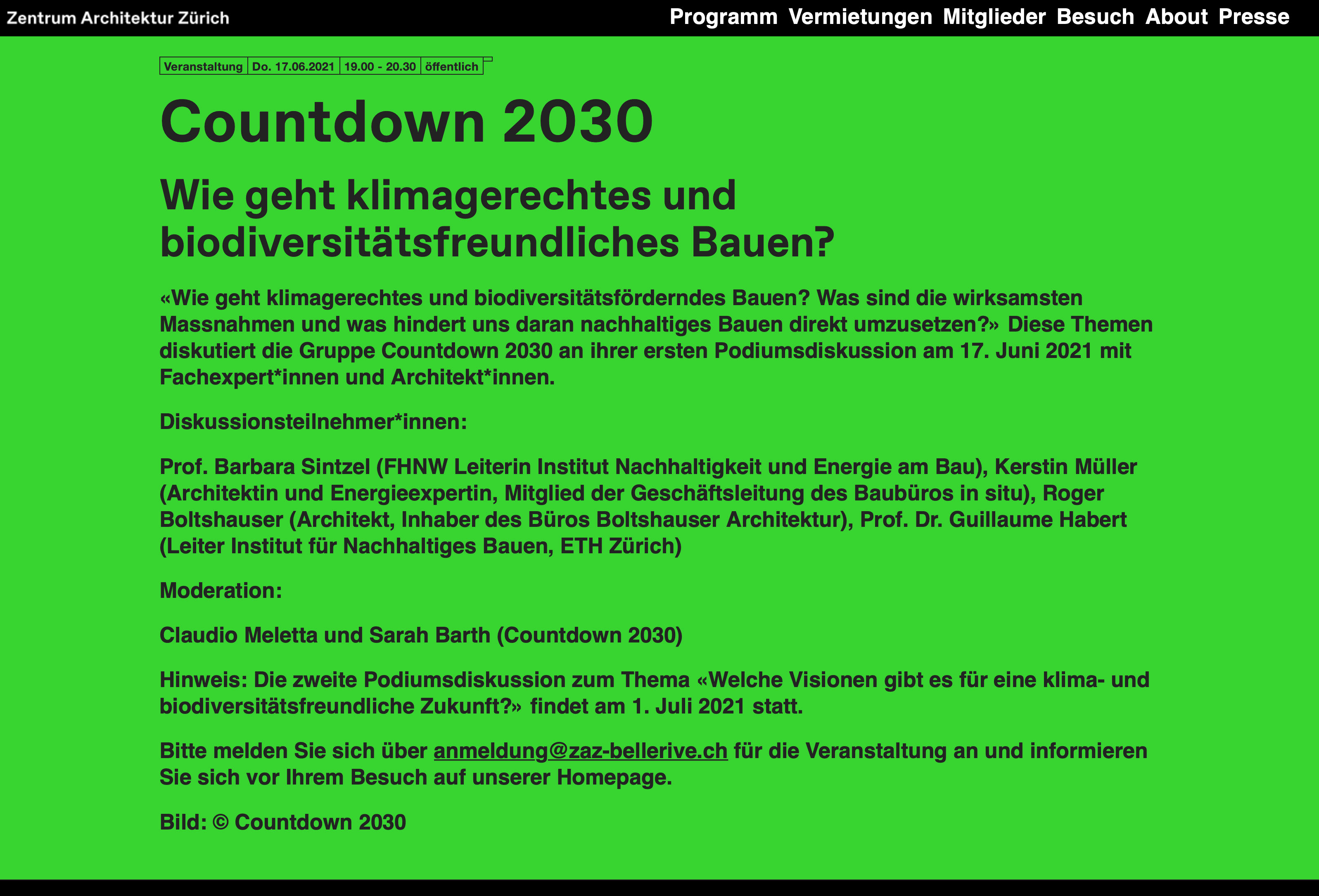 Boltslhauser Architekten Podiumsdiskussion ZAZ