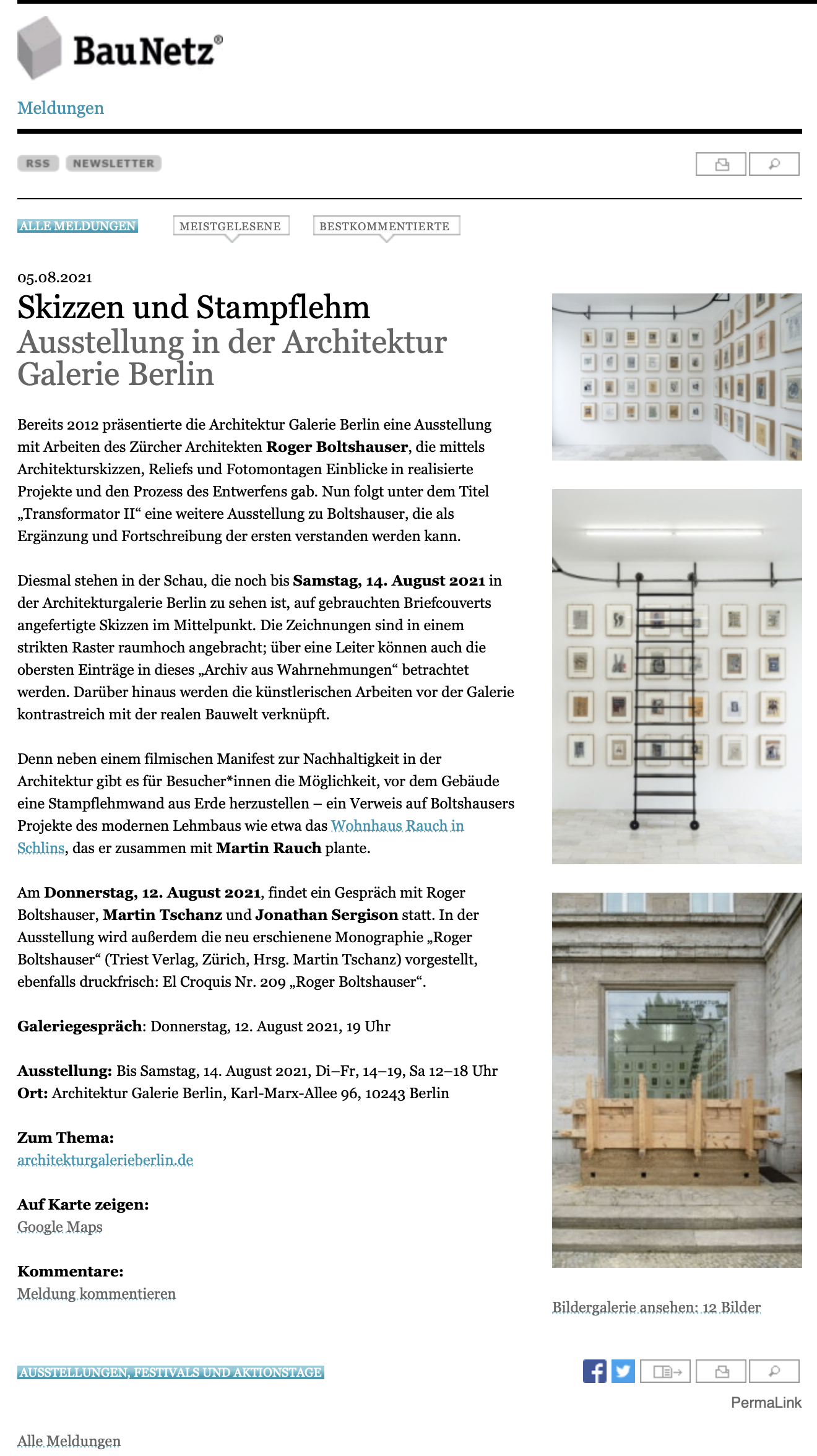 Boltshauser Architekten Baunetz Ausstellung Berlin
