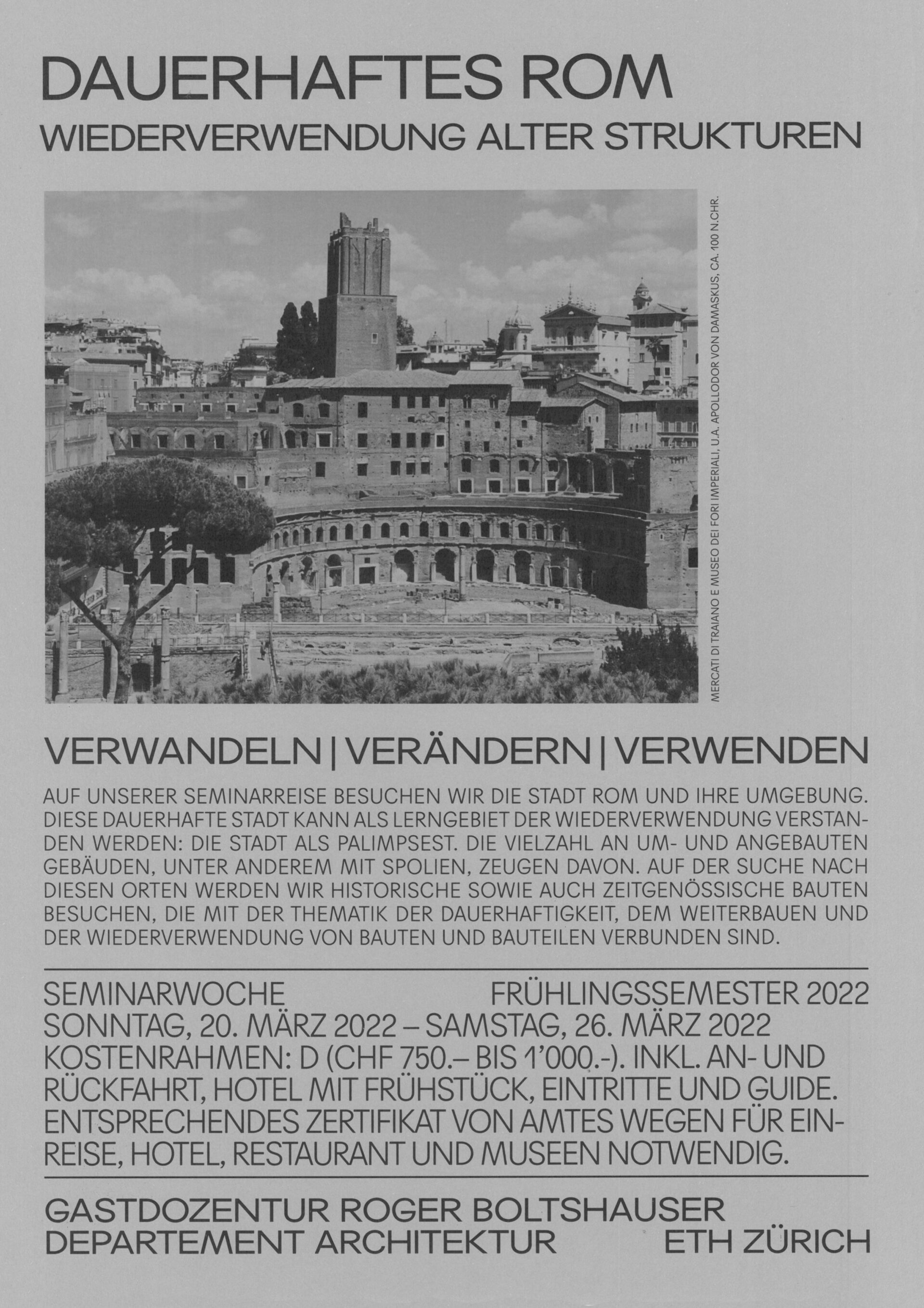 Boltshauser Architekten Seminarreise Rom FS22