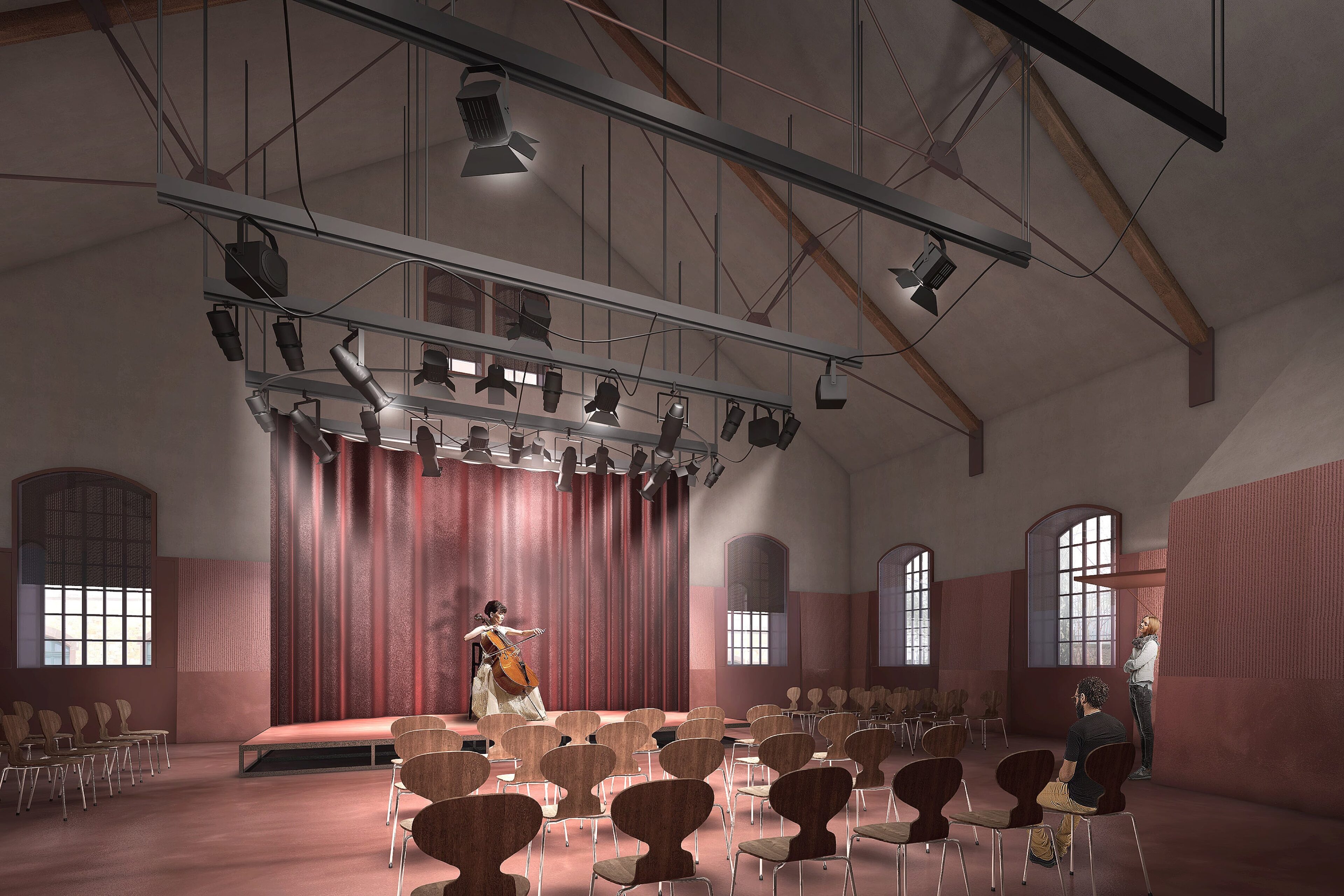 Boltshauser Architekten Exerzierhaus CG Visualisierung Innen Konzertsaal