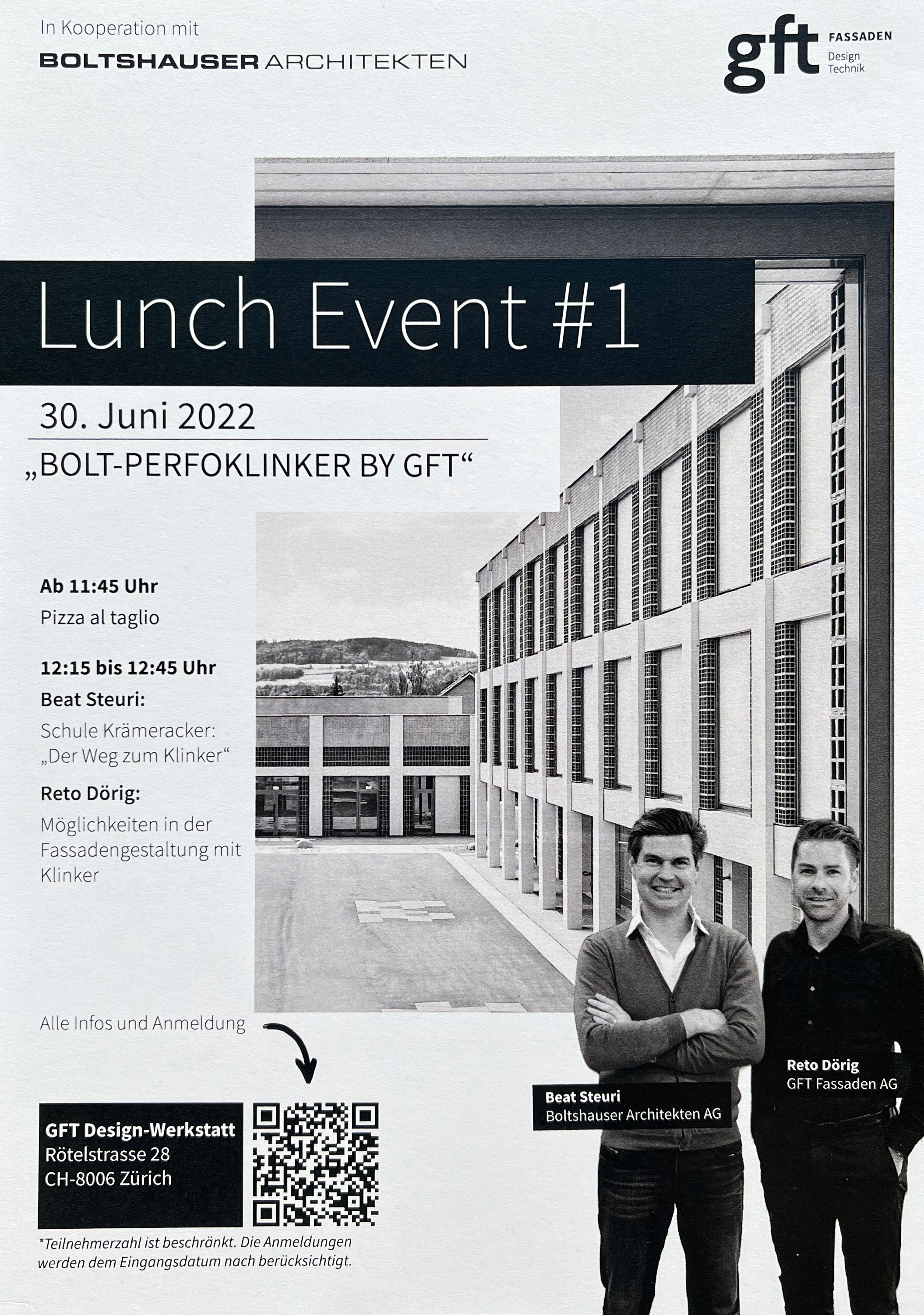 Boltshauser Architekten Vortrag Beat Steuri Lunch Event GFT Fassaden Primarschule Kraemeracker