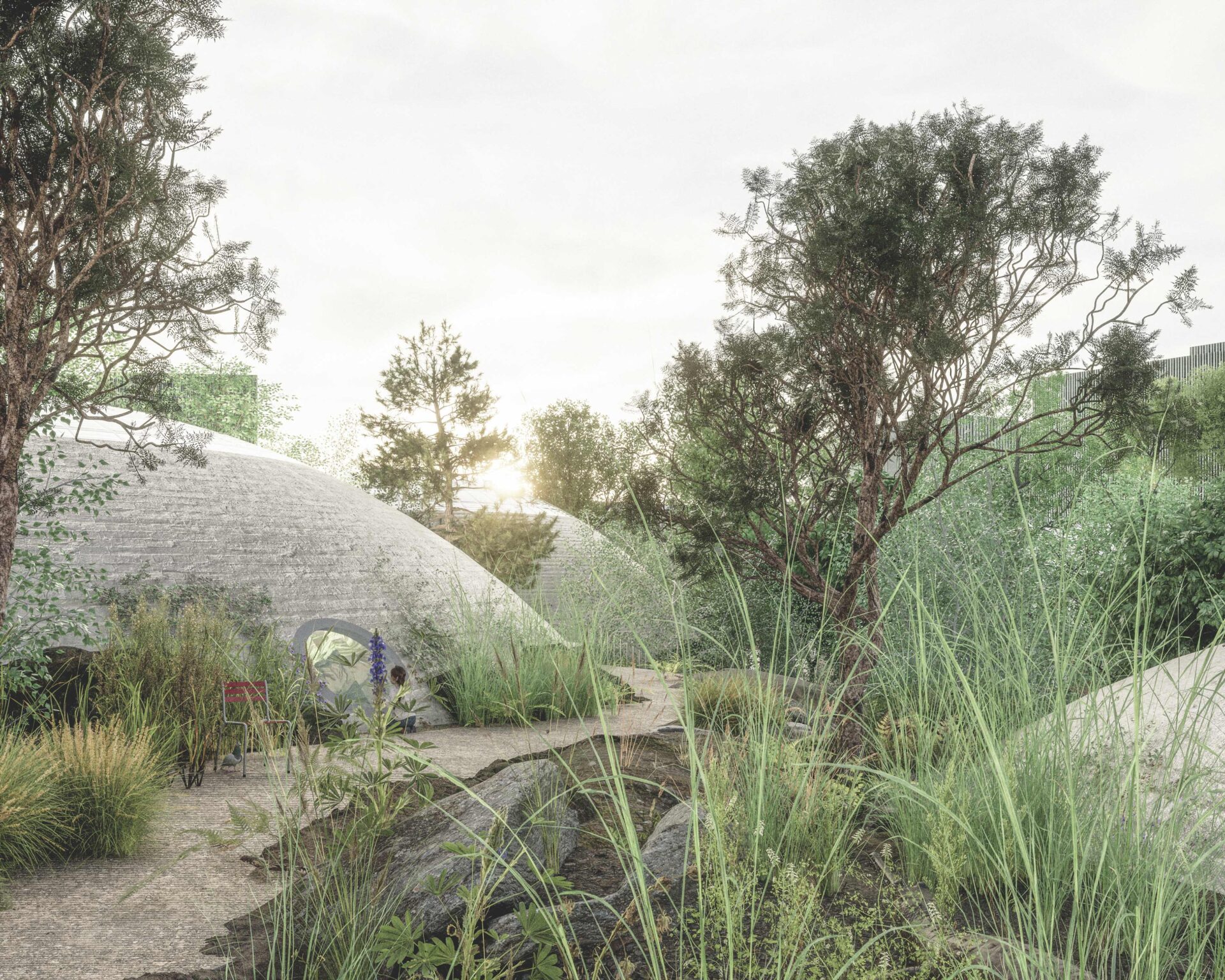 Boltshauser-Architekten-Zoo-Basel-Visualisierung-Kuppelbauten-Aussen